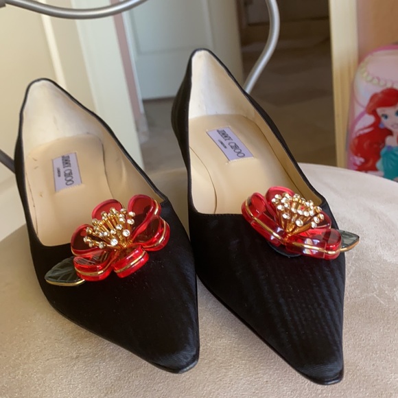 Jimmy Choo kitten heel shoes with 3D acrylic flowers with Swarovski crystals - Picture 5 of 7